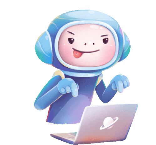Astronaut Typing On A Laptop. Sticker - Alex And Cosmo Cute Adorable Stickers