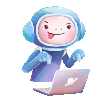 Astronaut Typing On A Laptop. Sticker - Alex And Cosmo Cute Adorable Stickers