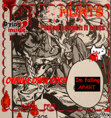 a poster that says ' i 'm falling apart ' on the bottom