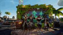 a group of pirates are standing in front of a sign that says ' mexico '