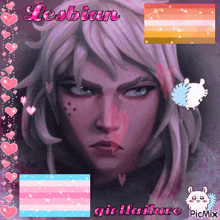 a picture of a girl with the words lesbian girl failure on the bottom