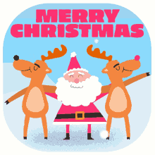 merry christmas dancing santa claus reindeer christmas day