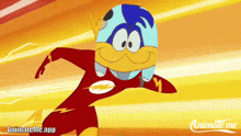 a cartoon character in a flash costume is animated by the animateme app