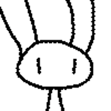 a black and white drawing of a cartoon character with blood coming out of his mouth .