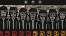 a row of soldiers are lined up in front of a brick wall with a database icon in the corner