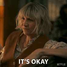 a woman in a brown vest says it 's okay on netflix