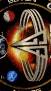 a picture of a space ship with the number seven on it