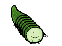 a cartoon drawing of two slices of cucumber with faces and legs