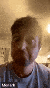 a man with a beard is on a video call with the name monark on the screen