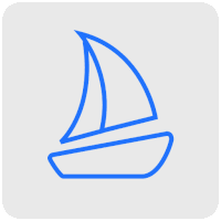 a blue sailboat icon on a gray background