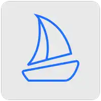 a blue sailboat icon on a gray background