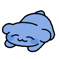 a cartoon drawing of a blue bear with its eyes closed