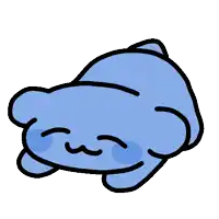 a cartoon drawing of a blue bear with its eyes closed