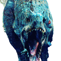 a painting of a dinosaur with its mouth wide open