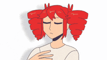 a cartoon drawing of a woman with red hair
