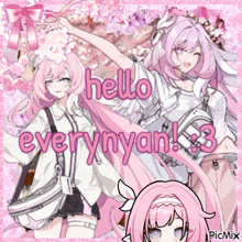 a picture of a girl with the words hello everynyan 3