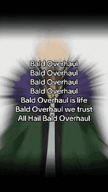 a picture of a man with the words bald overhaul on it