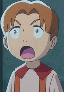 a close up of a cartoon character with his mouth open