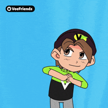 a cartoon of a boy holding a cell phone and the words first nft