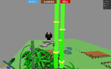 a screenshot of a video game with the words seeds and garden visible