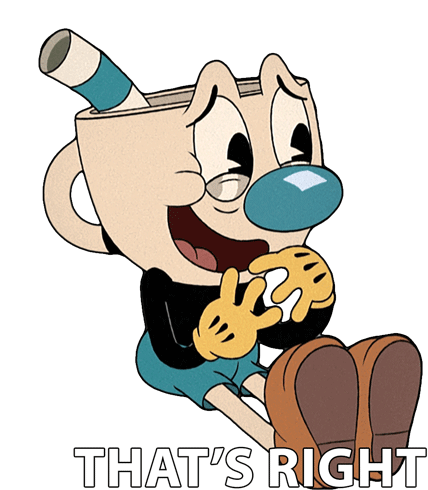 Thats Right Mugman Sticker - Thats Right Mugman The Cuphead Show Stickers
