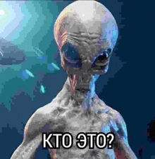 a close up of an alien with the words `` kto to ? ''