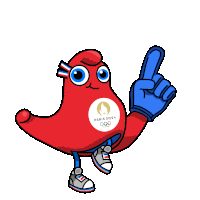 a mascot for the paris 2024 olympics is giving a thumbs up