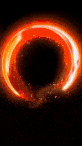a red circle with a black background and a few sparks coming out of it