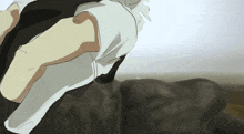 a drawing of a person sitting on a rock with their arm outstretched