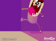 animate me app shows a cartoon character dancing on a purple background