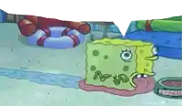 a cartoon of a spongebob squarepants character with a speech bubble above him