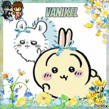 a drawing of a bunny with the name vanikel on top