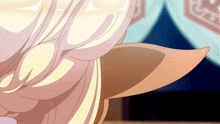 a close up of a cartoon character 's hair with a blue background
