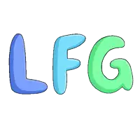 the letters lfg are blue and green with a white background