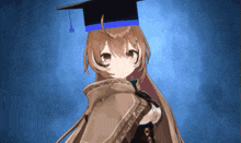 a girl wearing a graduation cap and gown