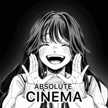 a drawing of a girl with the words absolute cinema below her
