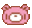 a pixel art illustration of a pink teddy bear .
