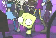 a group of cartoon characters are dancing in a room