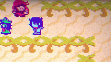 a pixel art of a cartoon character with a green background