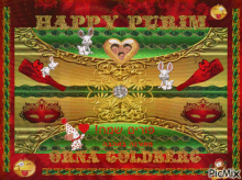 a greeting card that says happy purim