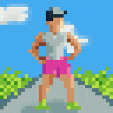 a pixel art illustration of a person running