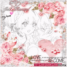 a drawing of a girl and a boy with the words just married my love