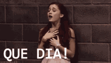 Quedia Arianagrande Suspiro Alivio GIF - What A Day Ariana Grande S Igh GIFs