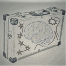 a briefcase with a drawing of a brain on it