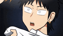 a close up of a cartoon character with a surprised expression on his face