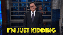 Jay Kay GIF - Stephen Colbert Im Just Kidding Jk GIFs