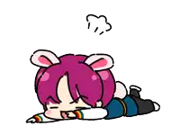 a cartoon character with bunny ears is laying down
