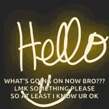 a sign that says hello on it with a black background