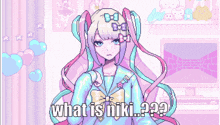 a pixel art of a girl with the words what is niki on the bottom