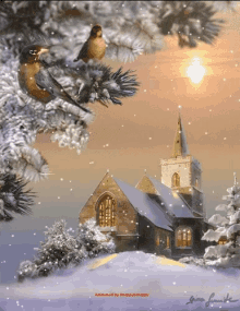 Snowy Church GIF